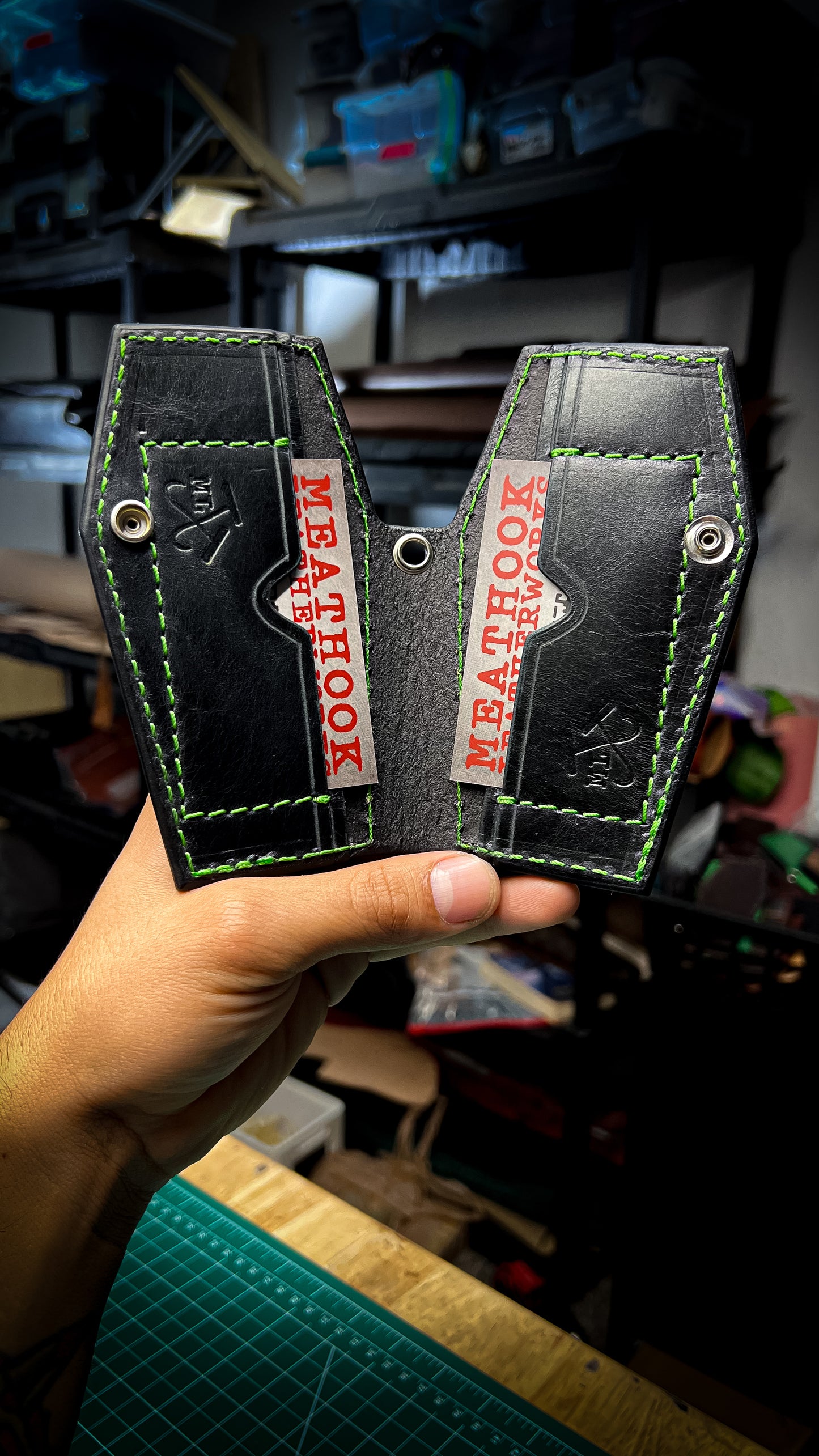 Mini Tooled Spiderweb Coffin Wallet - Black