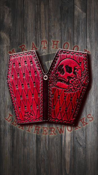 Skull & Roses Full Size Coffin Wallet - Red