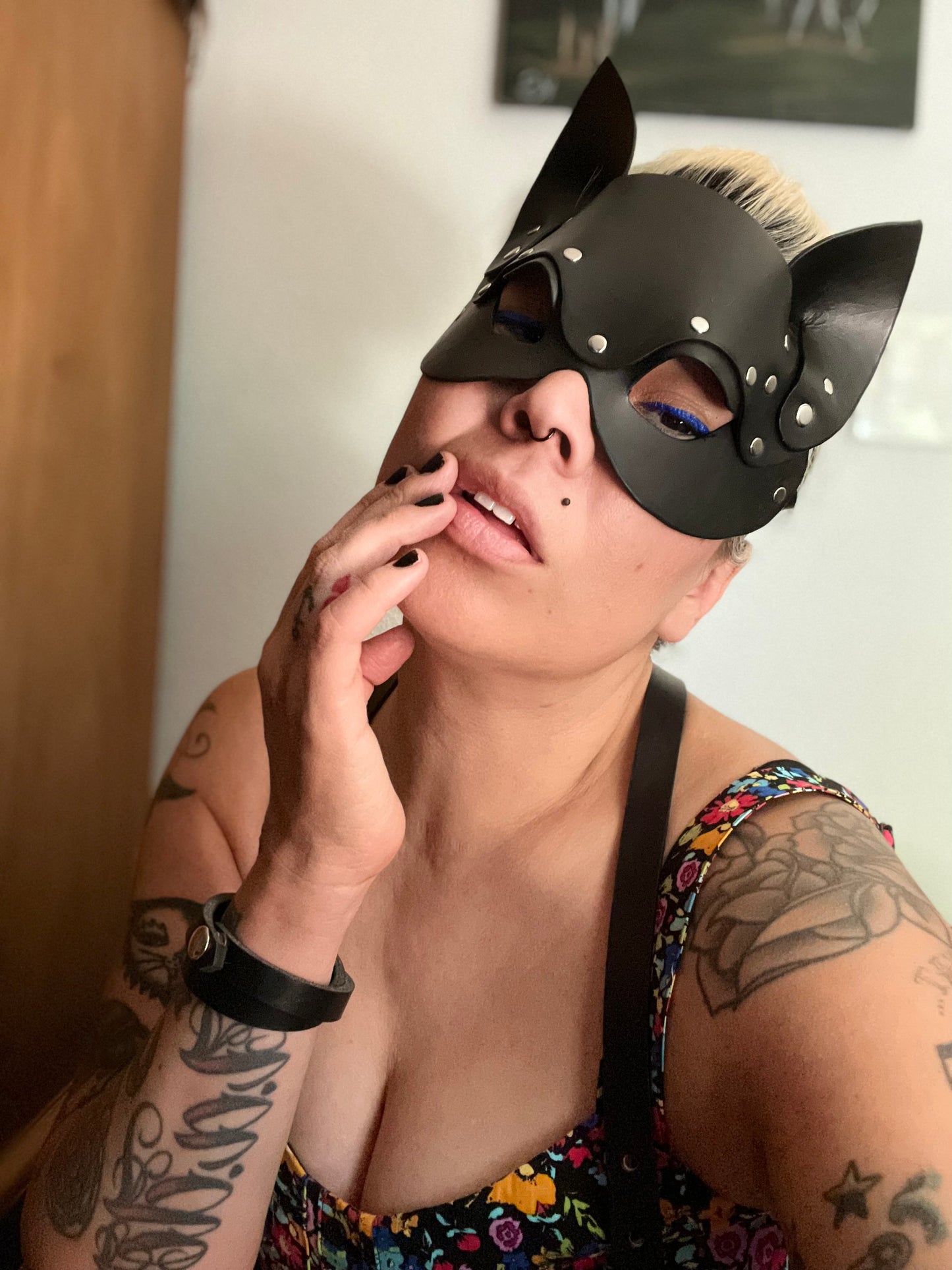 Leather Kitty Mask