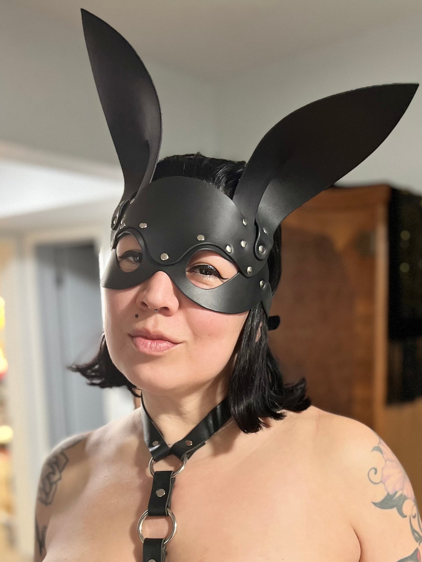 Leather Bunny Mask