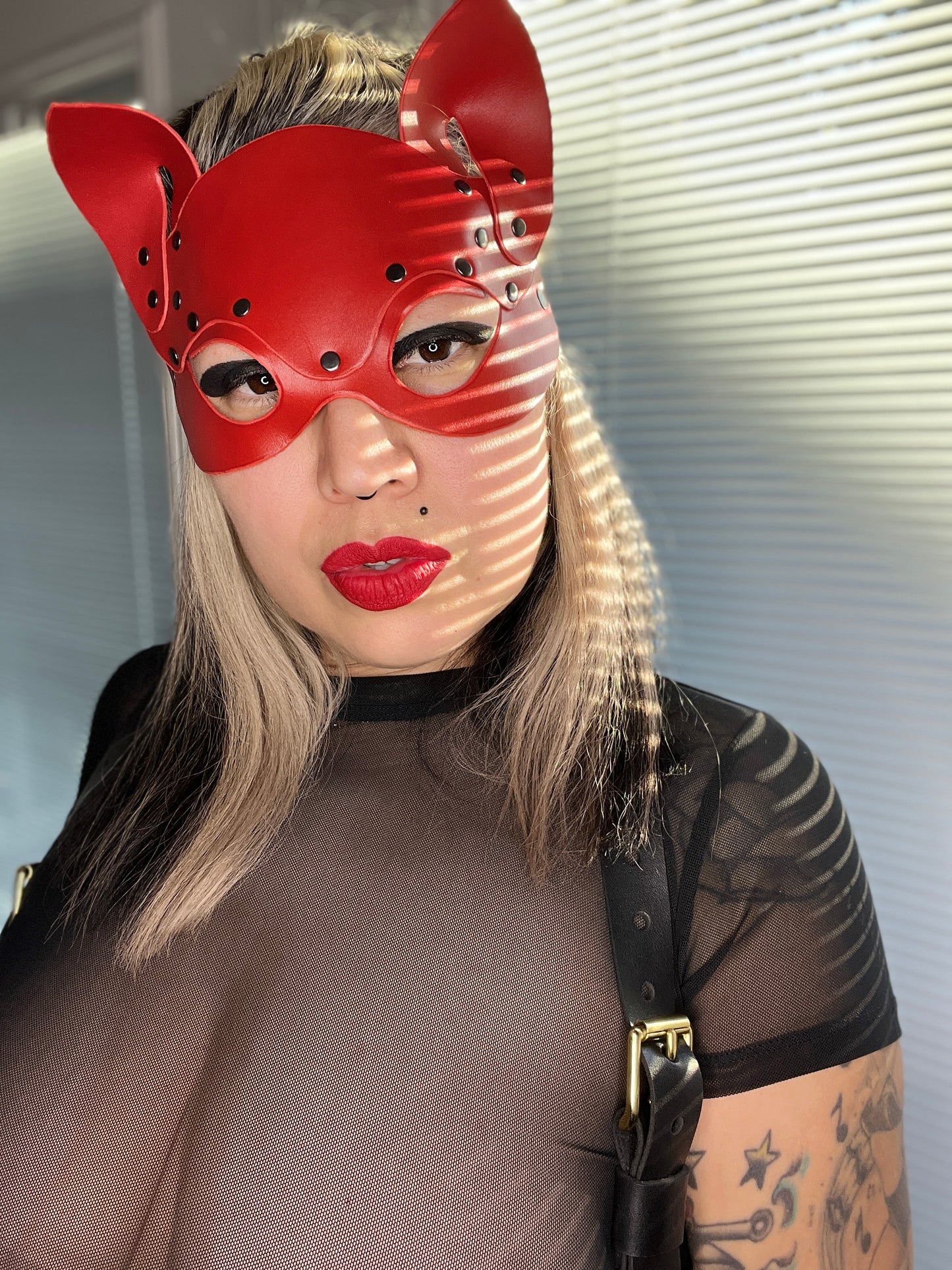 Leather Kitty Mask