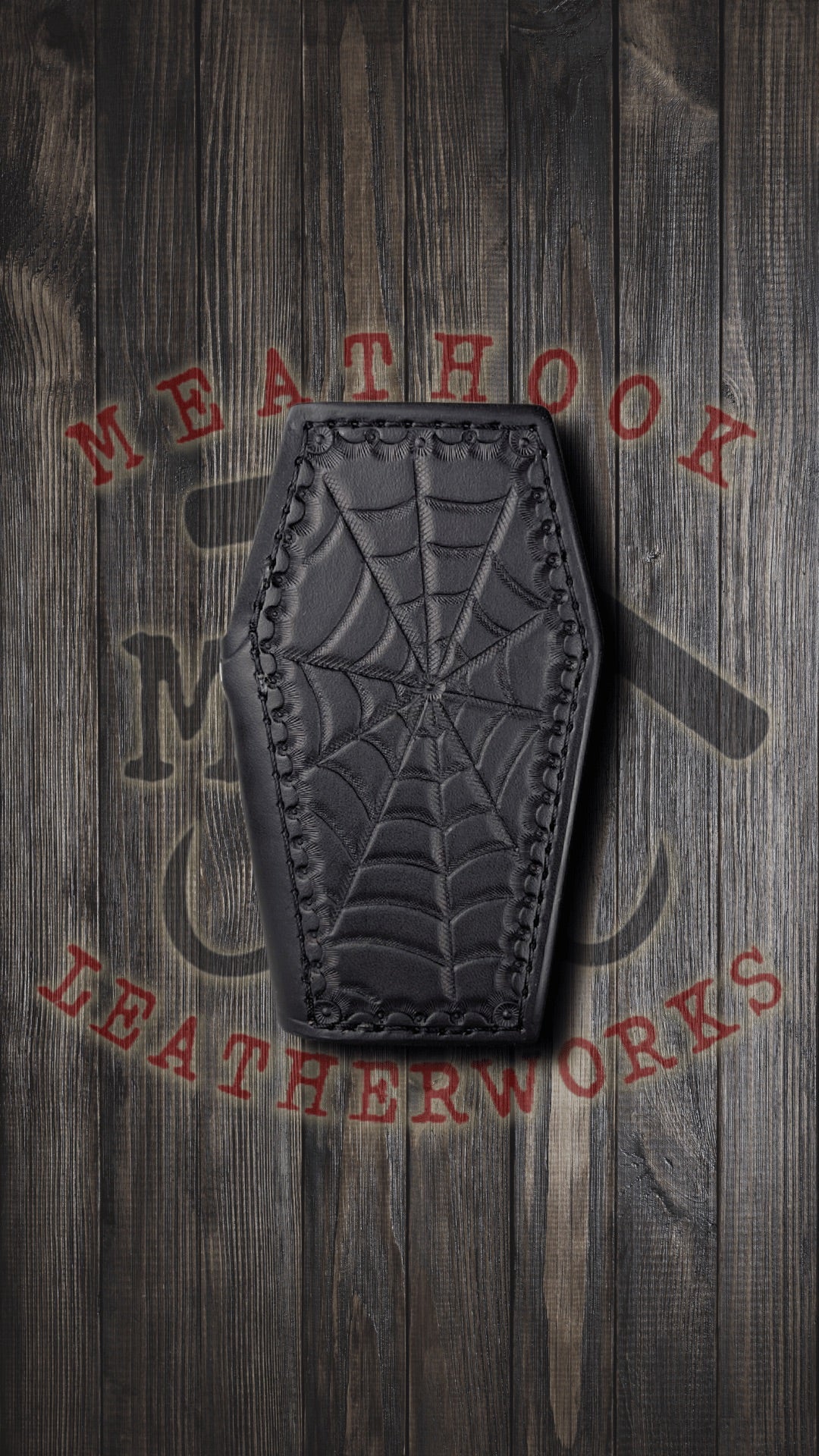 Mini Tooled Spiderweb Coffin Wallet - Black